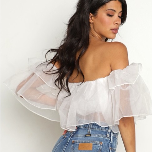 Brand New 12th Tribe Ruffle Organza Top in White - Picture 2 of 6